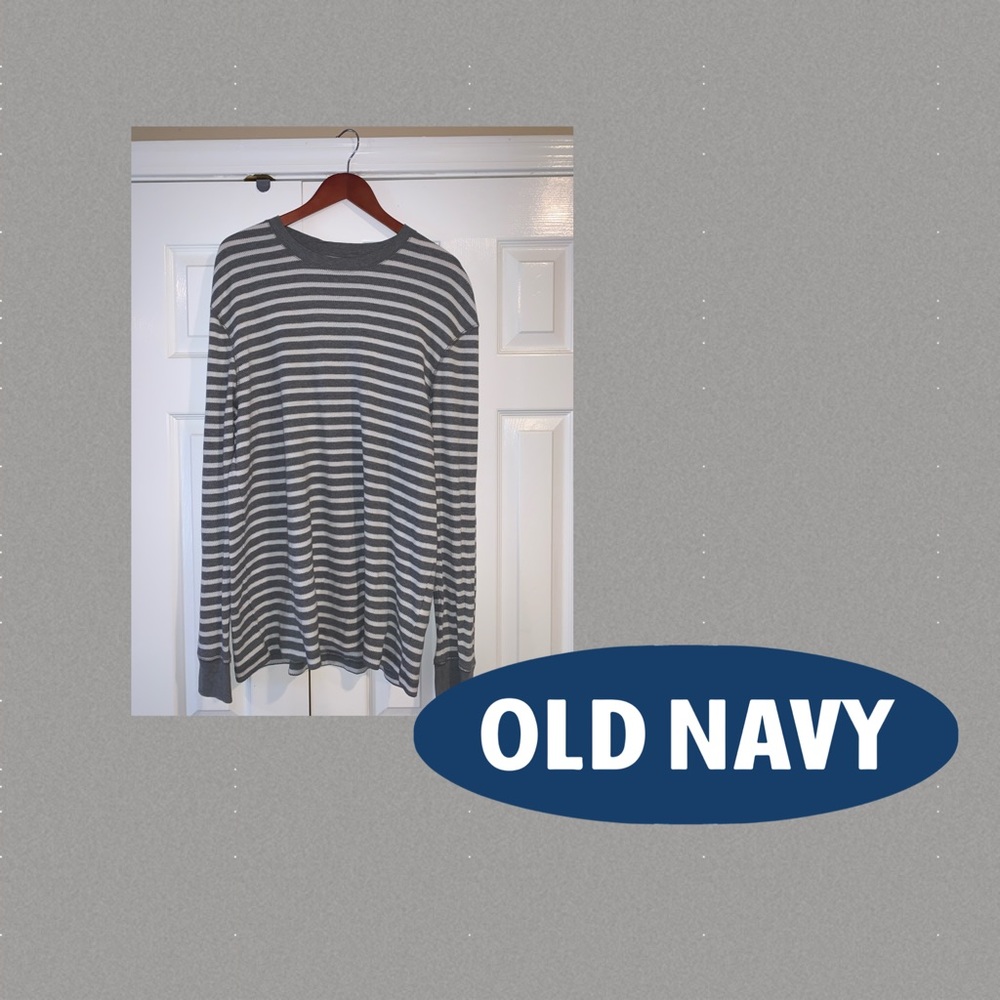 Gray & White striped thermal Sz XL